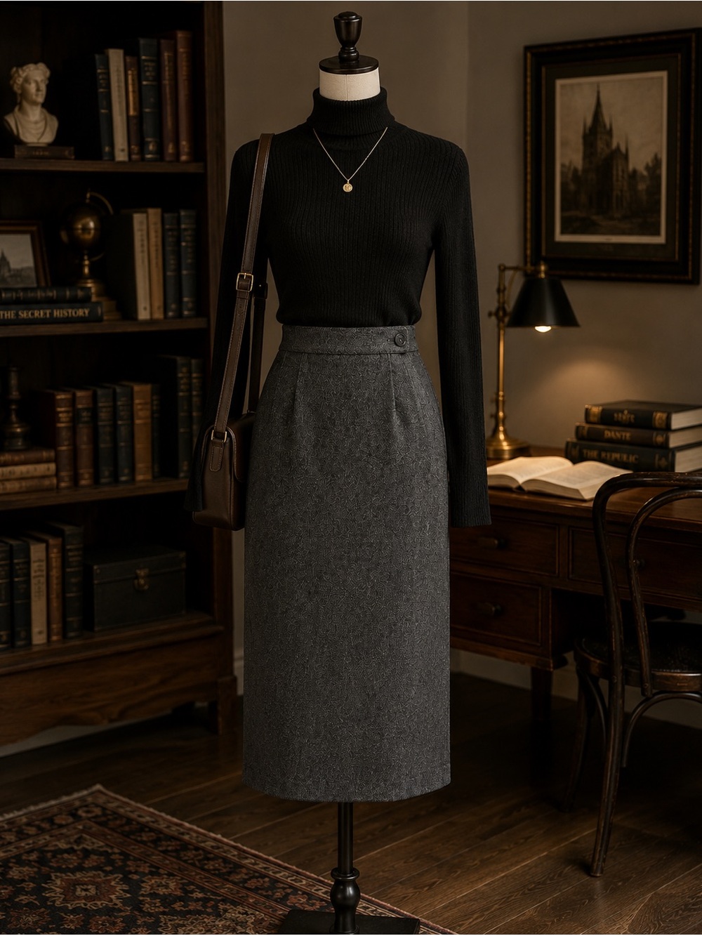 Capriccio 100% Wool Gray Maxi Pencil Skirt Size XS Waist 24